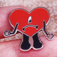 Bad bunny – épingles de sac à dos en pvc, ensemble de 100 broches en émail, épingles de dessin animé dur personnalisées