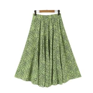 แฮปปี้ พลัสกระโปรงมิดิเอวสูงทรงเอพิมพ์ลายเสือดาวผู้หญิงยางยืดใส่สบายขนาดพลัส N8665 สีเขียว - Product Image 5