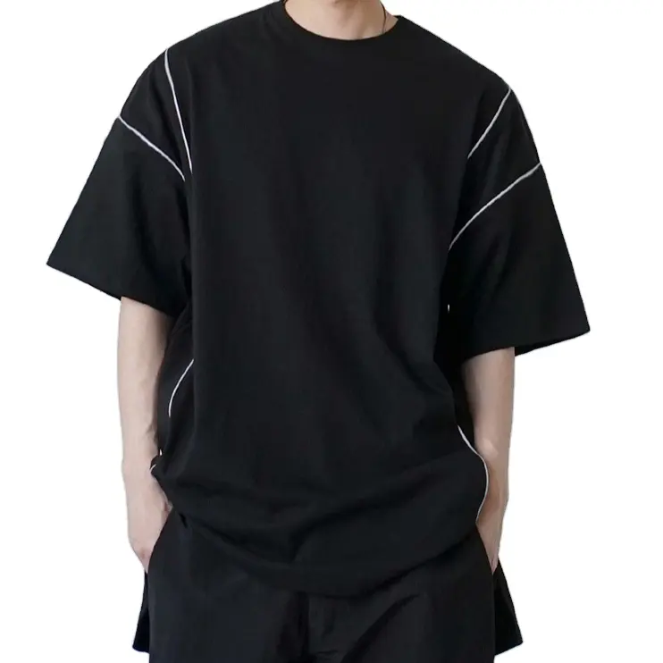 Summer Hip Hop reflective tee shirt 100% cotton glow in the dark tee-shirt oversize for men