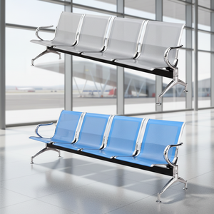 Chaise d'attente commerciale moderne à trois places <span class=keywords><strong>en</strong></span> acier inoxydable poli, écologique, pour hôpitaux, aéroports, écoles, extérieurs et hôtels - Product Image 2