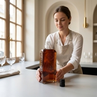 Bouteille en verre pour spiritueux, personnalisable, de haute qualité, transparente, mate, gaufrée, plate, 500ml, 700ml, 750ml, pour whisky et spiritueux, vente chaude