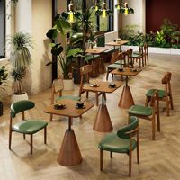 Ensemble de tables et chaises de style rétro personnalisé en bois massif pour restaurant de thé, salon de thé, café d'Asie du Sud-Est, établissement de restauration