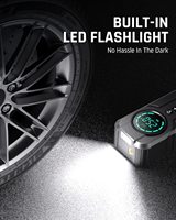 Compresseur d'air numérique portable 12V DC 150PSI avec pompe rapide, lumières LED et moniteur de pression des pneus 6000mAh ABS