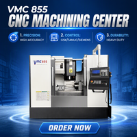 Centre d'usinage vertical CNC 3 axes VMC855 robuste, haute efficacité pour le traitement des métaux, changeur d'outils automatique, haute précision