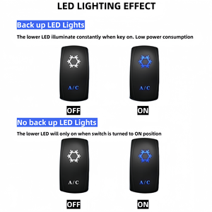 Công tắc điều khiển điều hòa ô tô 12V-24V DC, dùng cho thuyền, công suất lớn, kiểu bật tắt, 5 chân, khắc laser - Product Image 3