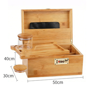 קופסת אחסון מעץ במבוק בהתאמה אישית, מגש גלגול, מיכל לאביזרי עישון, מטחנה, ניירות, מארגן לבית - Product Image 3