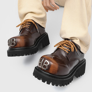 73226 Nouvelles Chaussures Derby à <span class=keywords><strong>Boucle</strong></span> Métallique et Bout Large, Chaussures Habillées en Cuir pour Hommes à Semelle Épaisse et Bout Rond, Tendance - Product Image 6