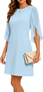 Robe midi anti-plis taille empire pour <span class=keywords><strong>femme</strong></span>, idéale pour les cocktails, les mariages, les vacances et le bureau - Product Image 5