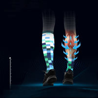 Chaussettes de sport athlétiques de course à compression, personnalisables avec logo, antidérapantes, tricotées, design logo