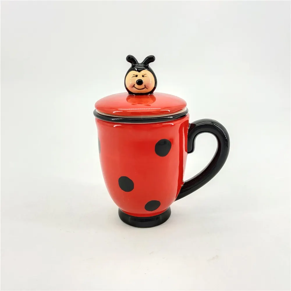 De cerámica mariquita tazas taza de té con filtro de café de la taza con infusor y tapa