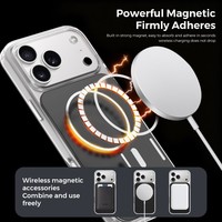 Coque de téléphone portable magnétique 2-en-1 en TPU et acrylique aux couleurs originales pour iPhone 14 Pro, 15, 16, 17 Pro Max avec dos transparent