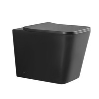 Cuvette de toilette carrée noire mate sans rebord, salle de bain WC en céramique P-trap, toilettes sur pied