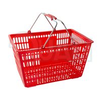 Panier de courses Quali coloré en gros pour supermarché, durable, rouge, 100 % PP, couleurs personnalisées, avec poignées métalliques