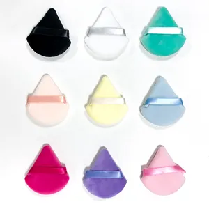 Triangle Loose Powder Makeup Puff Face Thick Soft Cotton Private Label Cosmetic Finger Velour Velvet Triangle Powder Puff