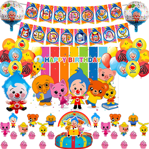 <span class=keywords><strong>Payaso</strong></span> <span class=keywords><strong>Plim</strong></span> fiesta de cumpleaños decoración conjunto Banner látex globo telón de fondo pastel Topper suministros Baby Shower - Product Image 1