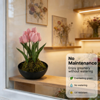 Plante artificielle en pot de tulipes faites à la main résistantes aux UV, décoration florale réaliste et durable, style bohème, cadeau pour hôtel, café, usine
