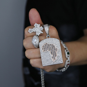 Nouveau Collier Pendentif Carte du <span class=keywords><strong>Monde</strong></span> Hip Hop, Micro-Pavé de Zircons Cubiques, Entièrement Sertie, pour Hommes, Style Rapper Urbain, Vente en Gros - Product Image 4