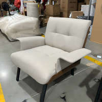 Fauteuil en cuir moderne avec pieds en bois massif et en métal, fauteuil de détente confortable pour salon et chambre à coucher
