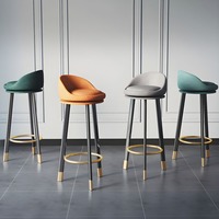 Tabouret de bar moderne à dossier haut avec pieds en métal, chaise de bar pour cuisine, café, restaurant, hôtel, vente en gros