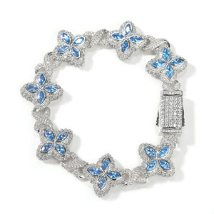 Pulsera de Plata de Ley 925 Unisex con Diseño de Flor Infinita Marquise y Moissanita, Estilo Hip Hop, Cadena Cubana - Product Image 2