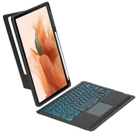 Murah grosir untuk Samsung Galaxy Tab S10 + / S9 FE + / S9 + Keyboard nirkabel Backlit lepas pasang casing kulit dengan Touchpad