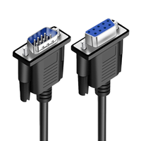 Cable Serial DB9 Negro de 1.5m/3m al por Mayor, Cable de Extensión Convertidor Serial RS232 de 9 Pines Macho a Hembra para PC
