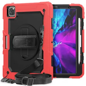 Heavy duty shockproof wrist belt robust case for iPad pro 11 folding stand case build in screen protector