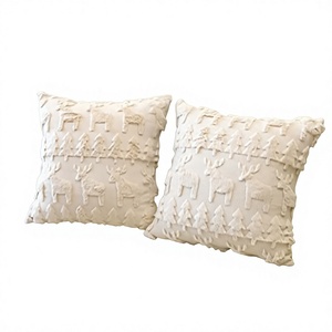 Housse de coussin carrée en coton à motif sapin de Noël, 45x45cm, en peluche, pour canapé, vente en gros d'usine - Product Image 4