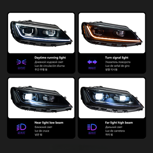 Fari anteriori a LED per VW Jetta Sagitar 2012-2018, proiettore con lente, 6000K, design Magotan B8, nuovi, coppia - Product Image 3