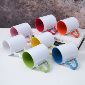 Two-tone Heart Handle <b>Ceramic</b> Mug, Colorful Coffee <b>Cup</b> with Heart Handle - Product Image 4