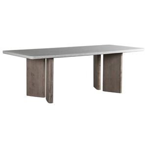 Table à manger rectangulaire en bois récupéré avec plateau blanc et base brossée naturelle - Product Image 1