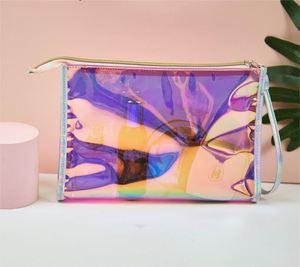 Iridescent Holographic PVC Storage Bags for Women <b>Makeup</b> Pencil Brush Organizer Cosmetic Toiletry Pouch with Laser Laser Design - Product Image 4