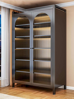 Armoire de rangement en acier avec porte vitrée, meuble métallique pour salon, organisateur de meubles de maison