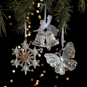 <b>Sequined</b> Acrylic Christmas Ornaments Transparent Snowflake Pendant for Tree Scene Decoration - Product Image 1