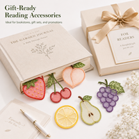 Marcador de Libros Personalizado de Organza Ecológica y Duradera con Bordado, Estilo Frutal, para Regalos y Empaques