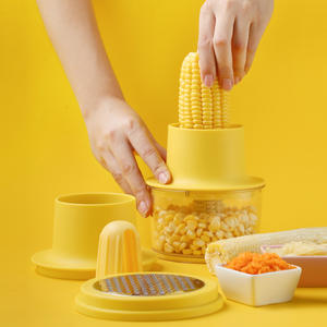 Éplucheur de maïs multifonctionnel 4-en-1 en acier inoxydable, outil commercial en métal pour couper et retirer les grains de maïs - Product Image 1