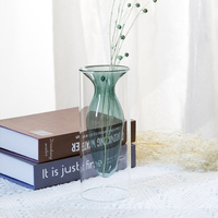 Vase en verre Double coloré Art Vase d'aromathérapie Vase en verre Borosilicate Transparent Restaurant hydroponique décoration de table