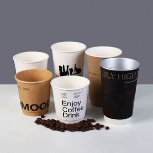 Gobelets à café personnalisés avec logo imprimé, fabricants sur mesure, à paroi simple avec couvercle, à emporter, gobelet à café en papier avec logo imprimé personnalisé - Product Image 3
