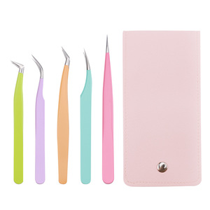 Juego de 5 pinzas para pestañas postizas, un kit de herramientas de alta precisión para artistas de extensión de pestañas. - Product Image 1