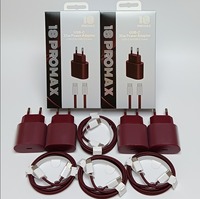 Kit de chargeur mural USB-C PD 35W, rouge vin, câble USB-C vers C tressé de qualité supérieure, ensemble de chargeurs avec prises US, EU, UK pour iPhone 15-18