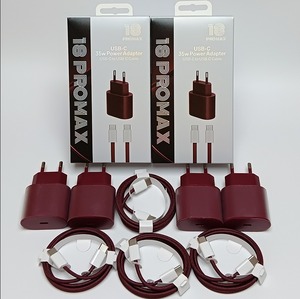 ชุดอุปกรณ์ชาร์จไฟแบบติดผนัง USB-C PD 35W สีแดงไวน์ พร้อมสายถักคุณภาพสูงแบบ USB-C to C  ชุดปลั๊กชาร์จแบบ US EU UK สำหรับ iPhone 15-18 - Product Image 3
