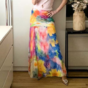 Sexy <b>Sheer</b> Mesh <b>Maxi</b> <b>Skirt</b> Women Oil Painting Floral Print Body-Hugging Long <b>Skirt</b> Hot Girl Beach Vacation Y2K Summer Wear - Product Image 2