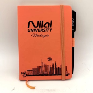 Diario con Banda Elástica y Logotipo Personalizado, Cuaderno A6 de Cuero PU Naranja con Portaplumas Integrado, Regalo para <span class=keywords><strong>Universidad</strong></span> - Product Image 1