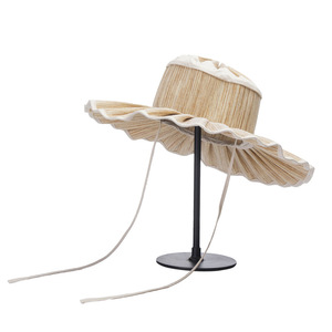Sombrero <span class=keywords><strong>de</strong></span> Sol <span class=keywords><strong>de</strong></span> Paja Tejida Transpirable, Plegable, con Ala Ancha Ondulada, Estilo Acordeón, para Playa, con Logotipo Personalizado, Novedad 2026 - Product Image 3