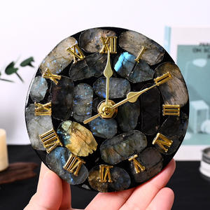 Shell Jade Moonstone Ornemental Comes Stand pour la décoration <span class=keywords><strong>de</strong></span> la maison Mascotte Cristal Artisanat Naturel Labradorite Disque Gravé Horloge - Product Image 4
