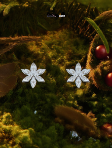 Orecchini pendenti con cristalli a forma di fiocco di neve per donna, gioielli alla moda con strass in resina a forma di fiore - Product Image 2