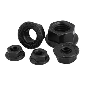 Tuerca de seguridad hexagonal de acero con óxido negro DIN6923 M6 M8 M10 con brida dentada, tuerca de seguridad hexagonal de acero al carbono con brida dentada y zincado negro - Product Image 3