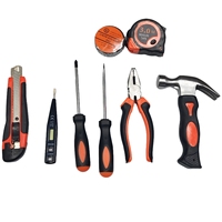 Juego de herramientas generales para el hogar de 9 piezas, kit de herramientas para el hogar con caja de herramientas de plástico para bricolaje, mantenimiento, perfecto para estudiantes y propietarios-01