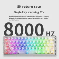 Clavier de jeu personnalisé haut de gamme à 61 touches avec rétroéclairage RVB, axe magnétique creux en alliage d'aluminium CNC