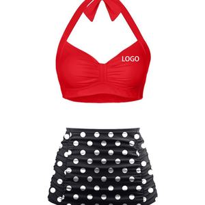 ชุดบิกินี่ผู้หญิงแบบกำหนดเองได้ ลายจุด ชุดว่ายน้ำชายหาดฤดูร้อนสำหรับผู้หญิง ชุดว่ายน้ำไซส์ใหญ่ 2 ชิ้น ชุดว่ายน้ำฤดูร้อนที่ปรับแต่งได้ - Product Image 2